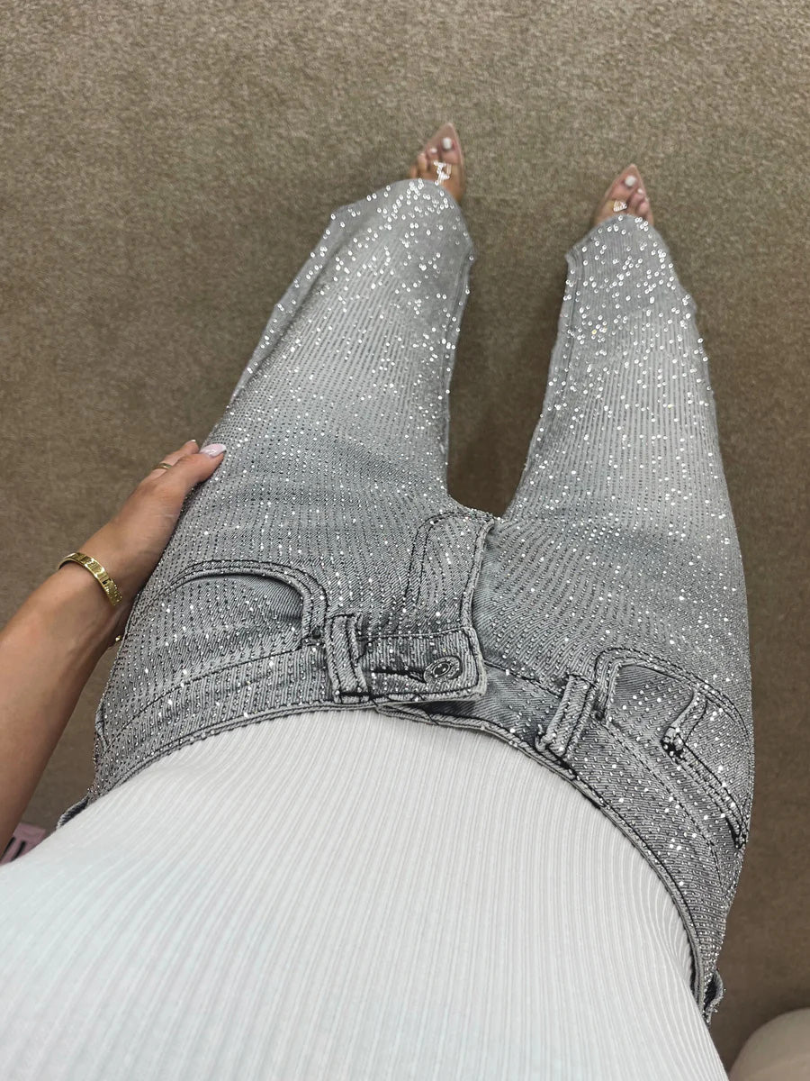 Fudus | Jeans Mit Hoher Taille Und Diamant Details