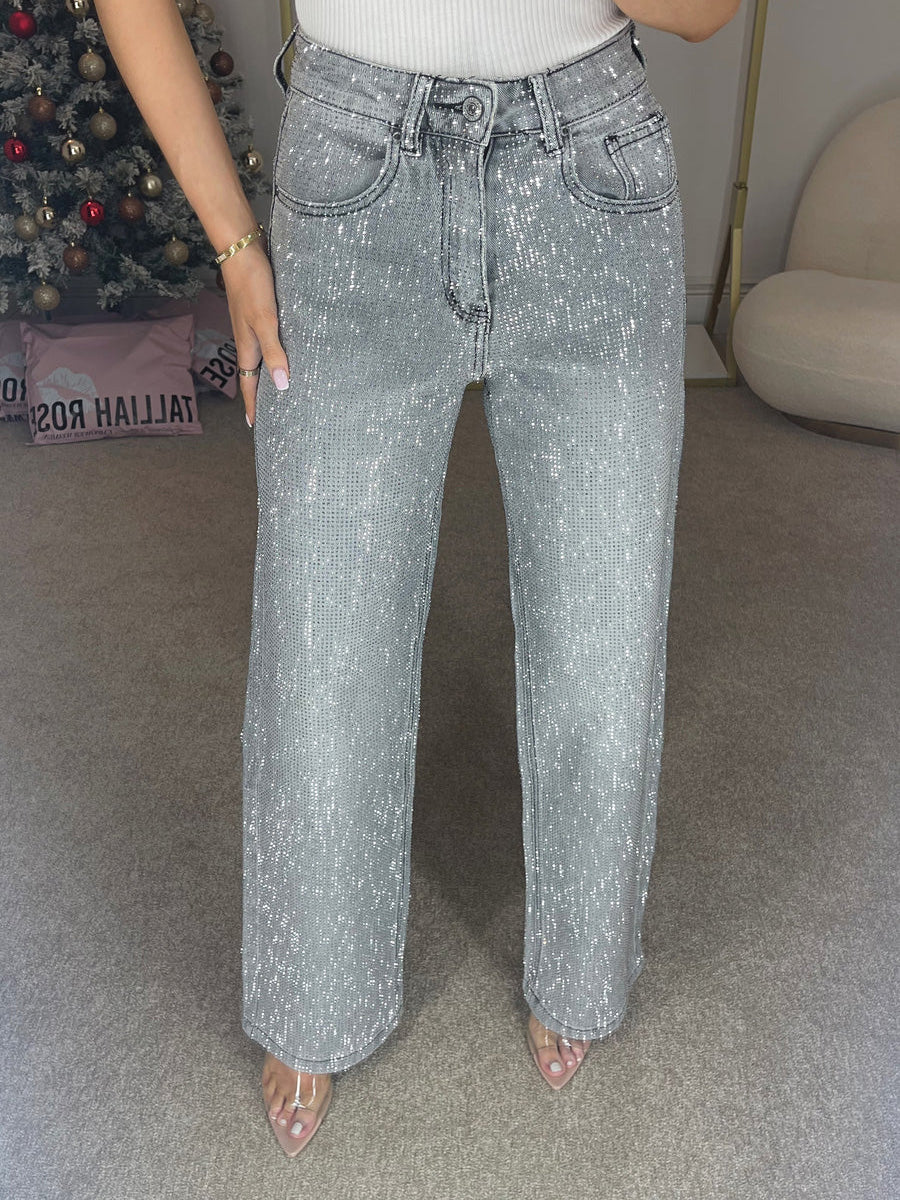 Fudus | Jeans Mit Hoher Taille Und Diamant Details