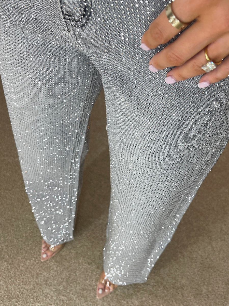 Fudus | Jeans Mit Hoher Taille Und Diamant Details