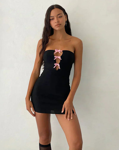 Kurdeli | Trägerloses Minikleid mit Schleifenknoten für Damen