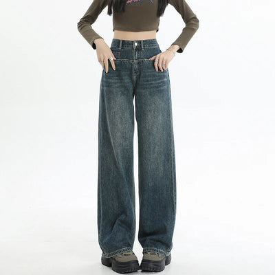 Jeans mit hoher Taille und weitem Bein für Damen