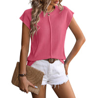 Jade | Damen Strick-Top Kurzarm Rundhals Sommer Casual in Rosa