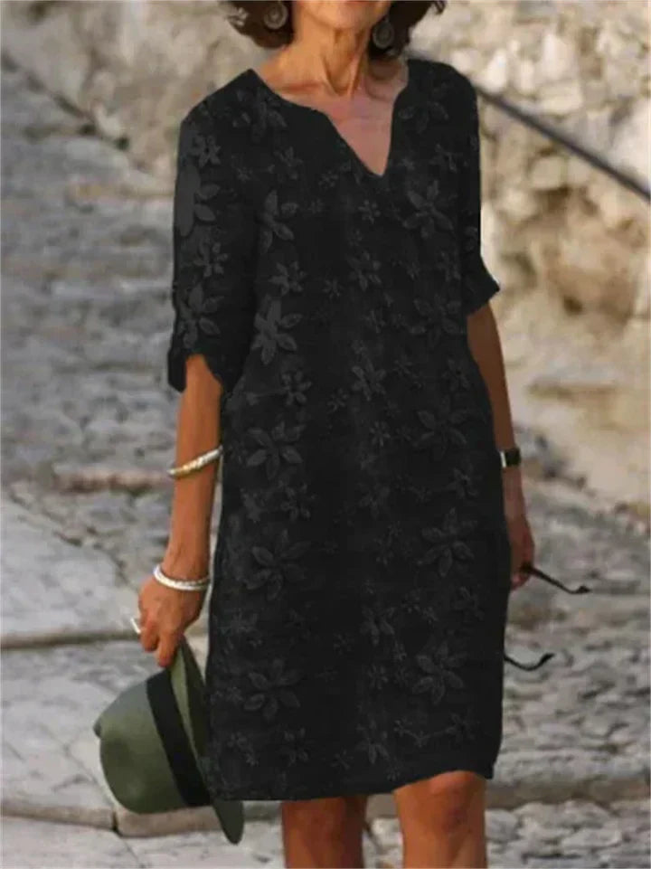 Fudus | Sommerkleid Aus Baumwolle und Leinen Mit Blumenem Muster