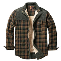 Herren Hemdjacke mit Karomuster und Taschen in Hellgrün