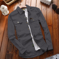 Herren Canvas-Overshirt mit Klappbrusttaschen und verstärkten Nähten in Grau