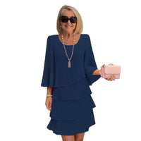 Margaux | Elegantes Midi-Kleid mit Rüschen in Blau