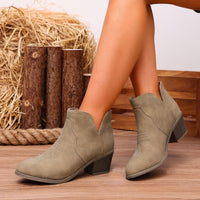 Damen Stiefeletten mit Blockabsatz und bequemer Passform in Khaki