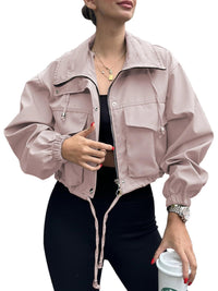 Damen Kurzjacke mit Kordelzug und elastischen Bündchen in Lotusrosa