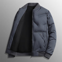 Herren Langarm Steppjacke mit Knöpfen und Taschen in Nebelblau