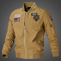 Herren Langarm Bomberjacke mit Taschen in Dunkel Khaki