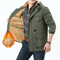 Herren Langarmjacke mit Kapuze, Knöpfen und Taschen in Olivgrün