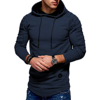 Herren Longline-Hoodie mit Kordelzug und langen Ärmeln in Marineblau