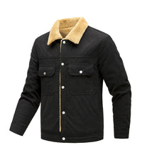 Herren Langarmjacke mit Knöpfen und Taschen in Schwarz