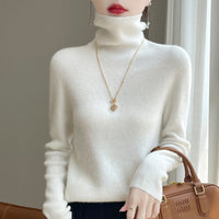 Damen Slim Fit Rollkragenpullover in Elfenbeinweiß
