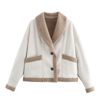 Damen Kurzjacke mit Knöpfen und Taschen in Weiß