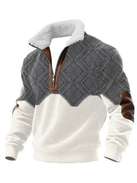 Tobias | ThermoSoft Fleecepullover mit Stehkragen in Grau/Weiß