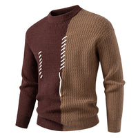 Bruno | Herren Strukturierter Zierband Strickpullover in Kaffeebraun
