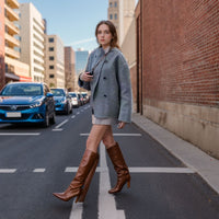 Damen Oversized Jacke mit Doppelreißverschluss und Taschen in Grau