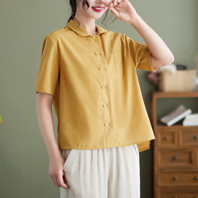 Athalie® | Weiße Kurzarmbluse aus Baumwollleinen für Damen