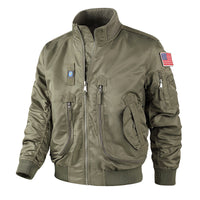 Herren Bomberjacke im Pilotendesign mit Multifunktionstaschen in Khaki