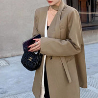 Damen Übergrößen Blazer mit asymmetrischem Design Nord Taschen in Khaki