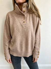 Maja | Damen Langarmpullover mit Knöpfen in Khaki