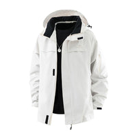 Damen Jacke mit Kapuze, Kordelzug und Taschen in Creme