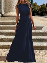 Damen Maxikleid mit elegantem Wickeldesign und schmeichelndem Schnitt in Dunkelblau