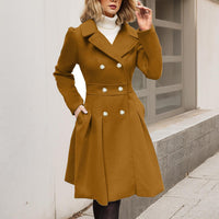 Damen Langarm-Mantel Longline mit Taschen in Camel
