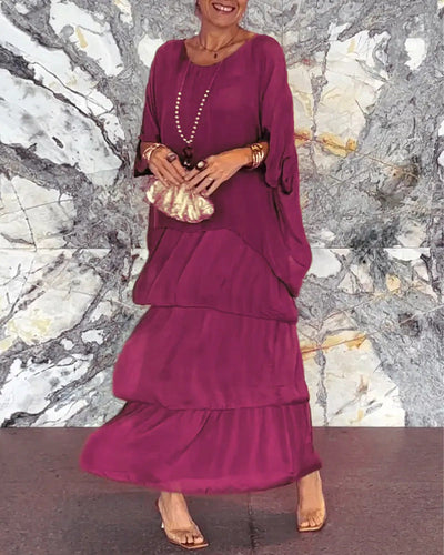 Sidonie - Elegantes Damenkleid mit Puffärmeln und Lagen-Design