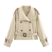 Damen Trenchjacke mit Gürtel und doppelter Knopfleiste in Khaki