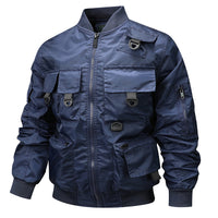 Herren Bomberjacke mit modularen Taschen und D-Ring-Details in Dunkelblau