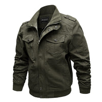 Herren Canvas-Fieldjacke mit Stehkragen und multifunktionalen Taschen in Militärgrün 2701