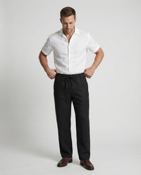 Léo | Herren Leinenhose Bequem Sommer Leicht Casual Resort Komfort in Schwarz