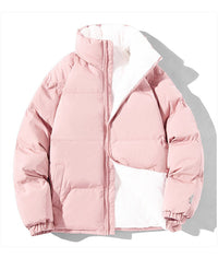 Damen gesteppte Thermo-Bomberjacke mit Teddyfutter und hohem Stehkragen in Rosa