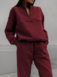 Damen Oversized Zweiteiliges Set in Burgunderrot