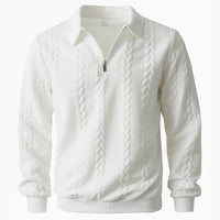 Martin | Polo Quarter Zip aus elegantem Strick in Weiß