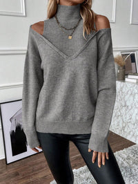 Damen Rollkragenpullover mit langen Ärmeln in Grau