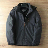 Herren wasserabweisende Allwetter-Trekkingjacke mit Kapuze in Schwarz