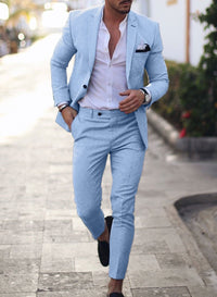 Étienne | Herren Anzug Zweiteilig Slim Business Elegant Hochzeit Klassisch in Himmelblau
