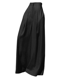 Damen Weite Leinenhose Nord Taschen in Schwarz