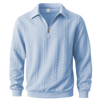 Martin | Polo Quarter Zip aus elegantem Strick in Blau