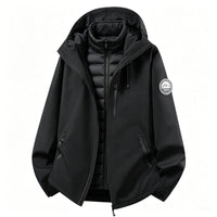 Damen Softshell-Outdoorjacke mit abnehmbarer Innenjacke in Schwarz