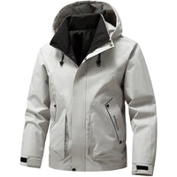 Herren Langarm-Hoodie-Jacke mit Taschen in Khaki