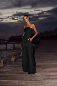 Saga | Damen Jumpsuit Trägerllos Elegant Festlich Modern Party in Schwarz