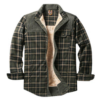 Herren Hemdjacke mit Karomuster und Taschen in Dunkelgrün