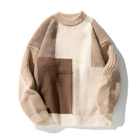 Pullover mit Rundhalsausschnitt und Farbblockdesign in Khaki