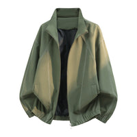 Herren Oversize-Leichtblouson mit Stehkragen und elastischem Saum in Militärgrau