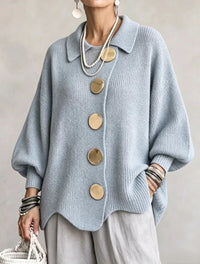 Damen Langarm-Strickjacke mit Knöpfen in Himmelblau