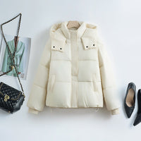 Damen kurze Steppjacke mit herausnehmbarem Kragenpolster in Offwhite